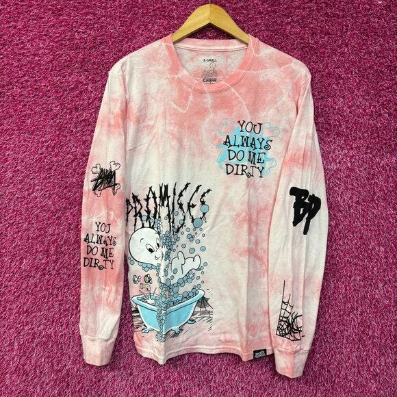 Broken Promises X Casper Do Me Dirty Bubble Bath Pink Tie Dye Long Sleeve T-Shir - Picture 1 of 4